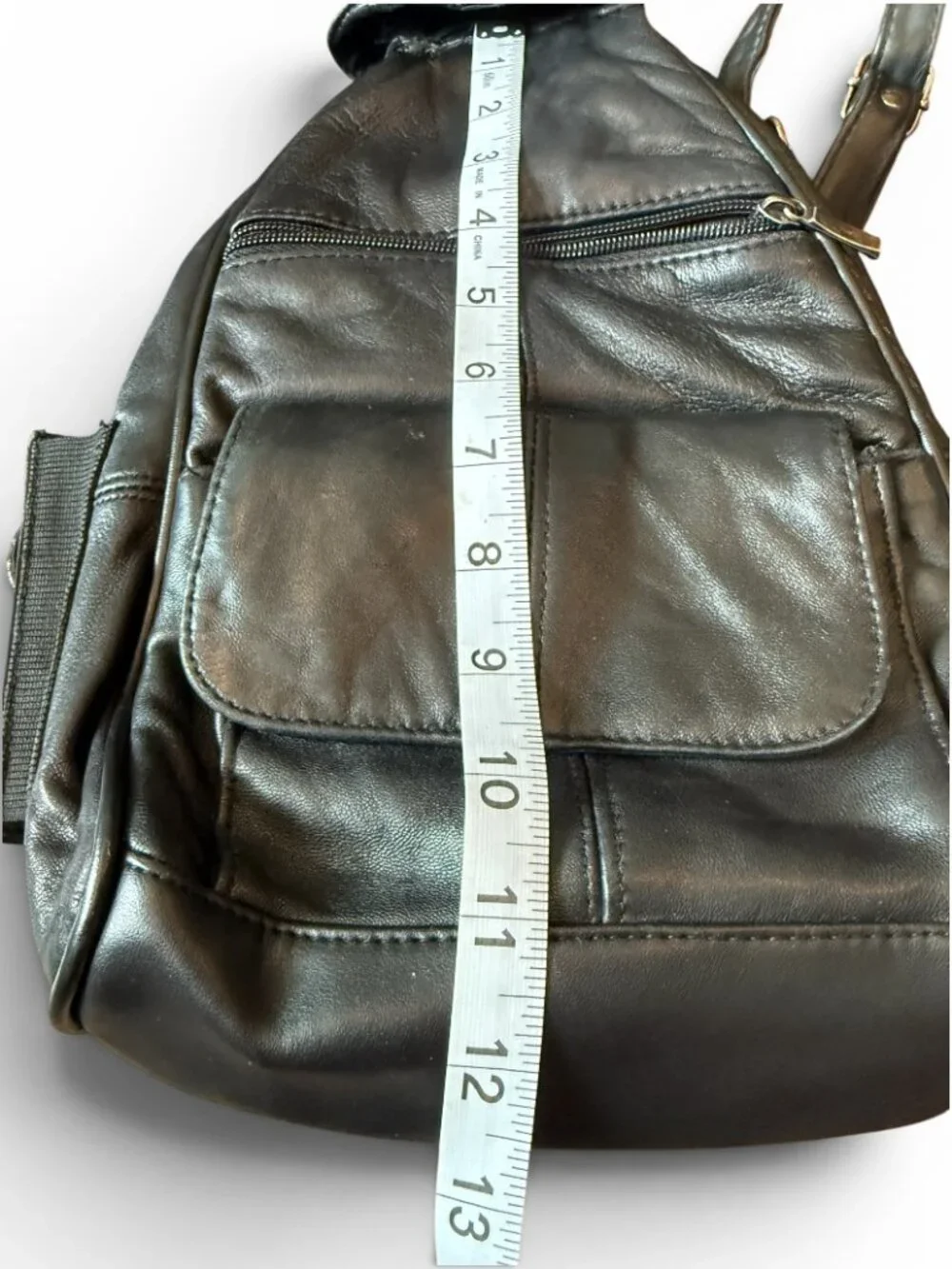 Vintage Black Leather Sling Backpack Crossbody Convertible Mini Backpack Travel